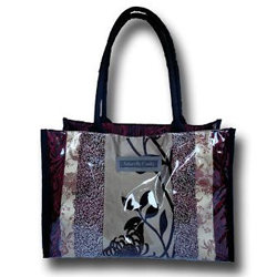 Naturally Knotty - Magenta Floral Silk Stripe Tote on SALE now
