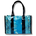 Naturally Knotty - Blue Floral Silk Stripe Tote on SALE now